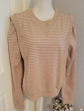 Striped Beige Crewneck Sweater